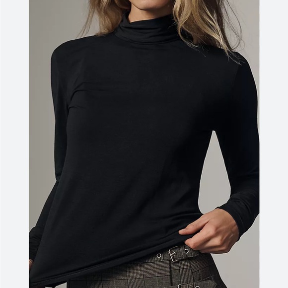 Anthropologie Tops - Anthropologie black mock neck turtleneck top long sleeve